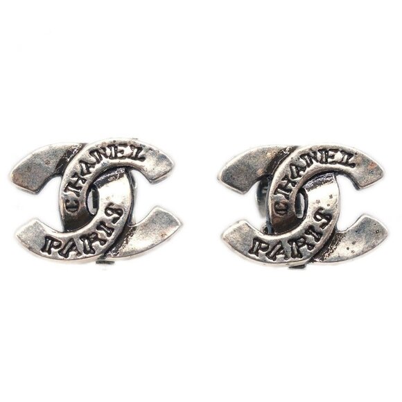 Chanel CC Earrings Clip-On Silver 99A 191205 - Picture 1 of 4